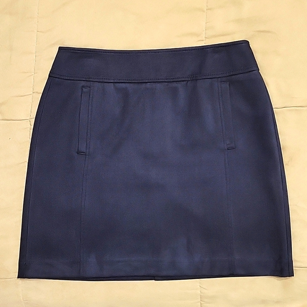 Ann Taylor LOFT Faux Suede Skirt - Size 10P - Midnight Blue